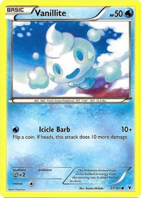Vanillite - 27/101 - Common
Black &amp; White 3: Noble Victories Singles