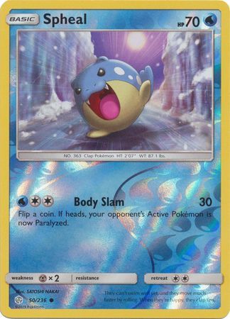 Spheal - 50/236 - Common Reverse Holo
Sun &amp; Moon: Cosmic Eclipse Reverse Holo Singles