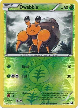 Dwebble - 7/108 - Common Reverse Holo
Black &amp; White 5: Dark Explorers Reverse Holo Singles