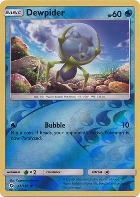 Dewpider - 45/149 - Common Reverse Holo
Sun &amp; Moon (Base Set) Reverse Holo Singles