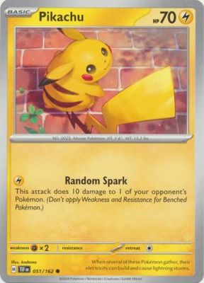 Pikachu - 051/162 - Common Scarlet &amp; Violet: Temporal Forces Singles