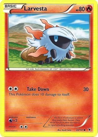 Larvesta - 20/101 - Common
Black &amp; White 3: Noble Victories Singles