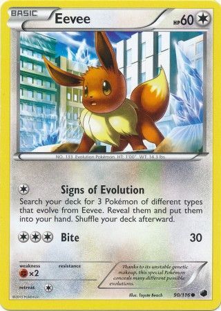 Eevee - 90/116 - Common Black &amp; White 9: Plasma Freeze Singles