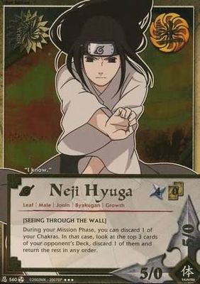 SJ Neji Hyuga &quot;Seeing through the Wall&quot; - N-560 - Super Rare Naruto: Fateful Reunion Gold Foil