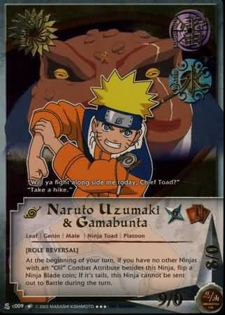 SJ Naruto Uzumaki &amp; Gamabunta &quot;Role Reversal&quot; - N-009 - Super Rare Naruto: Quest For Power Gold Foil