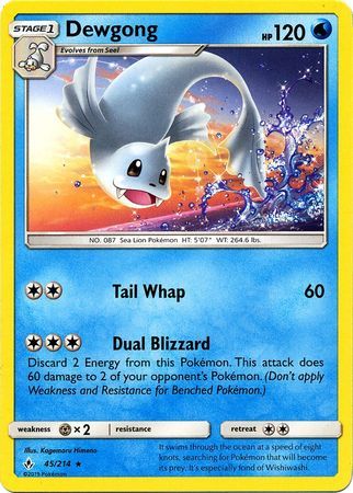 Dewgong - 45/214 - Rare Sun &amp; Moon: Unbroken Bonds Singles (Español)