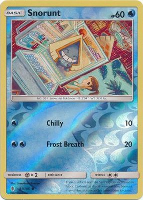 Snorunt - 31/145 - Common Reverse Holo
Sun &amp; Moon: Guardians Rising Reverse Holo Singles