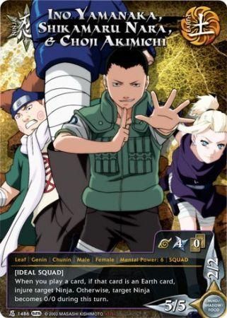 SJ Ino Yamanaka, Shikamaru Nara, &amp; Choji Akimichi - 1486 - Starter Super Rare
Naruto CCG Promos Gold Foil