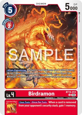 Birdramon - Exceed Apocalypse (BT15)
Exceed Apocalypse