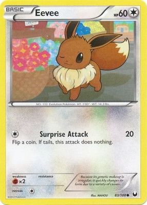 Eevee - 83/108 - Common
Black &amp; White 5: Dark Explorers Singles