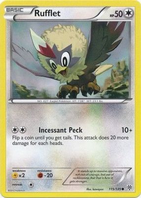 Rufflet - 115/135 - Common
Black &amp; White 8: Plasma Storm Singles