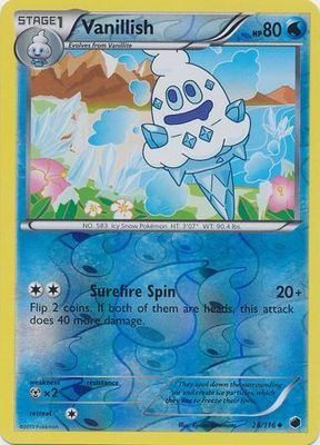 Vanillish - 28/116 - Uncommon Reverse Holo
Black &amp; White 9: Plasma Freeze Reverse Holo Singles