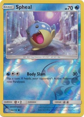 Spheal - 50/236 - Common Reverse Holo
Sun &amp; Moon: Cosmic Eclipse Reverse Holo Singles (Español)