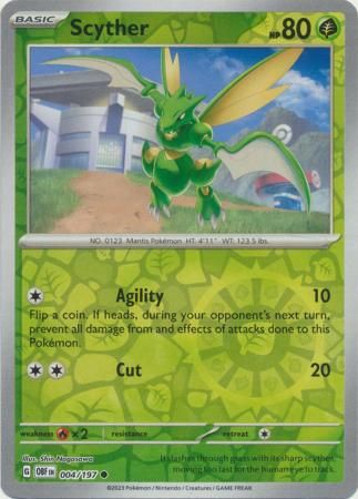 Scyther - 004/197 - Common Reverse Holo Scarlet &amp; Violet: Obsidian Flames Reverse Holo Singles (Español)