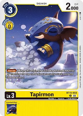 Tapirmon - Exceed Apocalypse (BT15)
Exceed Apocalypse