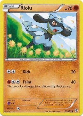 Riolu - 76/135 - Common
Black &amp; White 8: Plasma Storm Singles