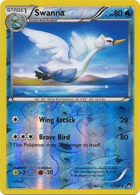 Swanna - 37/122 - Uncommon Reverse Holo
XY: Breakpoint Reverse Holo Singles