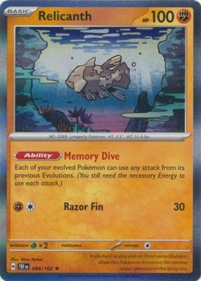 Relicanth - 084/162 - Holo Rare
Scarlet &amp; Violet: Temporal Forces Singles