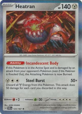 Heatran - 123/167 - Holo Rare Scarlet and Violet: Twilight Masquerade Singles