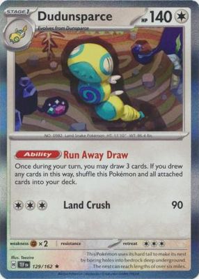Dudunsparce - 129/162 - Holo Rare Scarlet &amp; Violet: Temporal Forces Singles