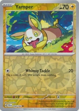 Yamper - 058/162 - Common Reverse Holo Scarlet &amp; Violet: Temporal Forces Reverse Holo Singles