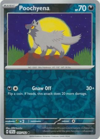 Poochyena - 105/162 - Common Reverse Holo Scarlet &amp; Violet: Temporal Forces Reverse Holo Singles