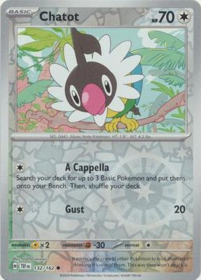 Chatot - 132/162 - Common Reverse Holo Scarlet &amp; Violet: Temporal Forces Reverse Holo Singles