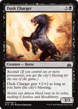 Dusk Charger 069/196
Rivals of Ixalan Singles