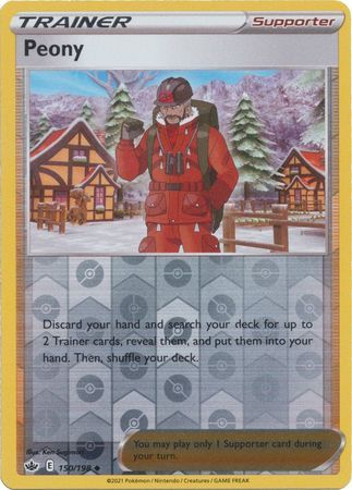 Peony - 150/198 - Uncommon Reverse Holo
Sword &amp; Shield: Chilling Reign Reverse Holo Singles