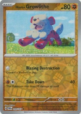 Hisuian Growlithe - 099/167 - Common Reverse Holo Scarlet &amp; Violet: Twilight Masquerade Reverse Holo Singles