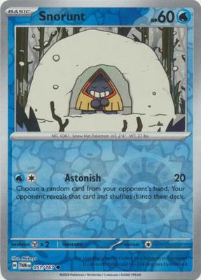Snorunt - 051/167 - Common Reverse Holo Scarlet &amp; Violet: Twilight Masquerade Reverse Holo Singles