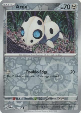 Aron - 120/167 - Common Reverse Holo
Scarlet &amp; Violet: Twilight Masquerade Reverse Holo Singles