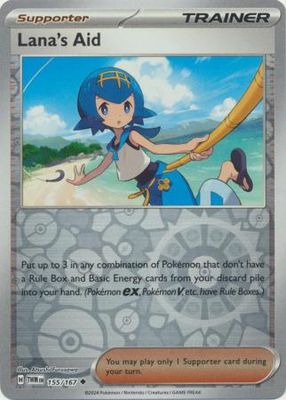 Lana&#39;s Aid - 155/167 - Uncommon Reverse Holo
Scarlet &amp; Violet: Twilight Masquerade Reverse Holo Singles
