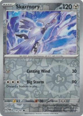 Skarmory - 119/167 - Common Reverse Holo Scarlet &amp; Violet: Twilight Masquerade Reverse Holo Singles