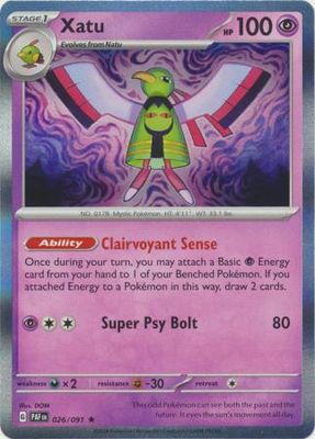 Xatu - 026/091 - Holo Rare Scarlet &amp; Violet: Paldean Fates Singles