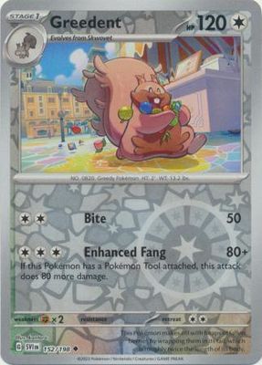 Greedent - 152/198 - Uncommon Reverse Holo
Scarlet &amp; Violet (Base Set) Reverse Holo Singles