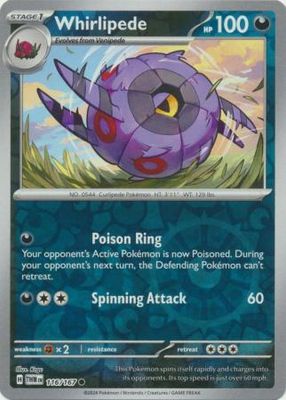 Whirlipede - 116/167 - Common Reverse Holo Scarlet &amp; Violet: Twilight Masquerade Reverse Holo Singles