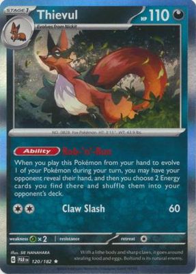 Thievul - 120/182 - Holo Rare Scarlet &amp; Violet: Paradox Rift Singles