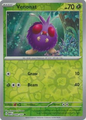 Venonat - 048/165 - Common Reverse Holo Scarlet &amp; Violet 151 Reverse Holo Singles