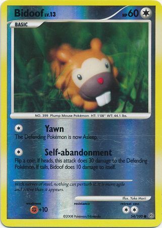 Bidoof - 54/100 - Common Reverse Holo
Diamond &amp; Pearl: Stormfront Reverse Holo Singles