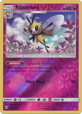 Ribombee - 93/149 - Rare Reverse Holo Sun &amp; Moon (Base Set) Reverse Holo Singles