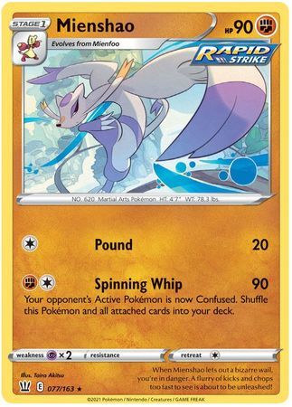 Mienshao - 077/163 - Rare Sword &amp; Shield: Battle Styles Singles