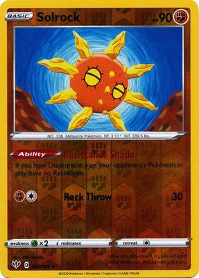 Solrock - 092/189 - Uncommon Reverse Holo
Sword &amp; Shield: Darkness Ablaze Reverse Holo Singles