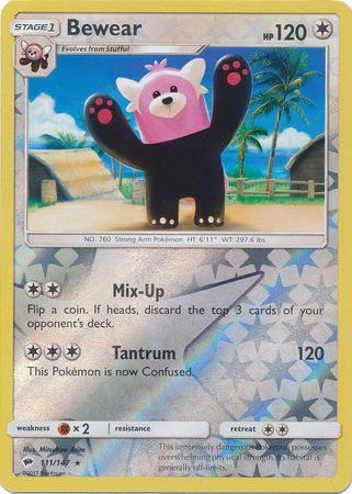 Bewear - 111/147 - Rare Reverse Holo
Sun &amp; Moon: Burning Shadows Reverse Holo Singles
