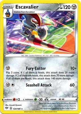 Escavalier - 124/189 - Rare Sword &amp; Shield: Darkness Ablaze Singles