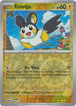 Emolga - 069/167 - Common Reverse Holo Scarlet &amp; Violet: Twilight Masquerade Reverse Holo Singles