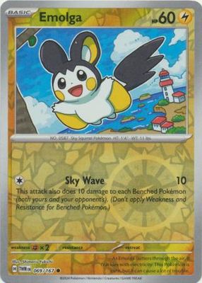 Emolga - 069/167 - Common Reverse Holo Scarlet &amp; Violet: Twilight Masquerade Reverse Holo Singles