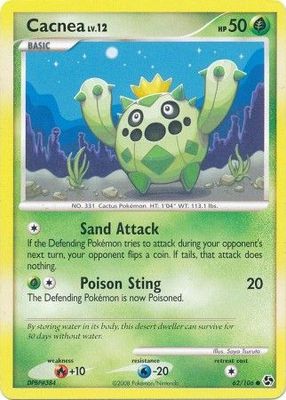 Cacnea - 62/106 - Common Diamond &amp; Pearl: Great Encounters Singles