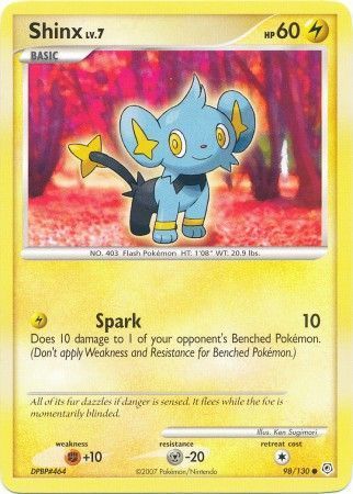 Shinx - 98/130 - Common
Diamond &amp; Pearl (Base Set) Singles