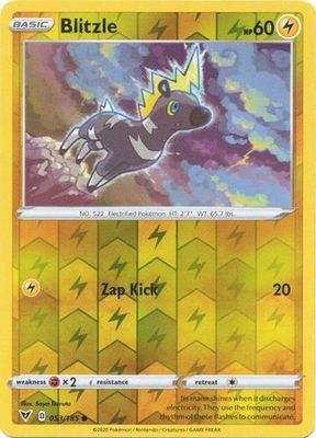 Blitzle - 053/185 - Common Reverse Holo
Sword &amp; Shield: Vivid Voltage Reverse Holo Singles